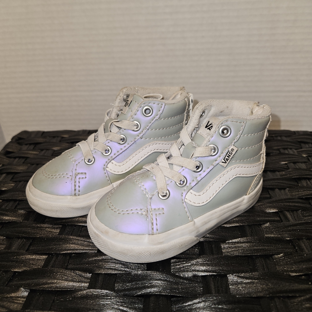 Vans Kids High-Top Sneakers - Shimmering Silver Infants Sz 4